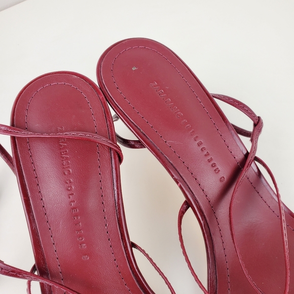 Zara women leather strappy heel sandals red size 10 - Picture 11 of 15